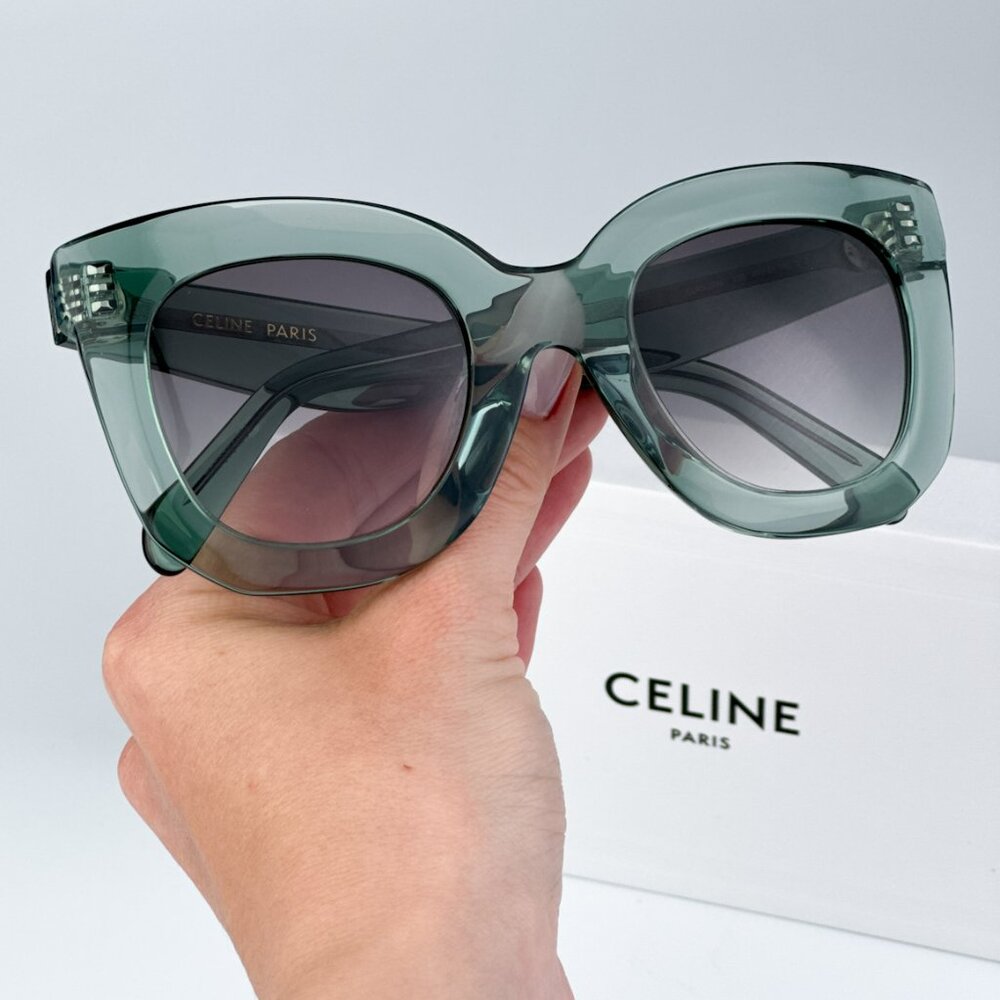 Celine CL4005FN/S 93B BRAND NEW Sunglasses  Light Green Gradient Smoke Geometric - Picture 2 of 11